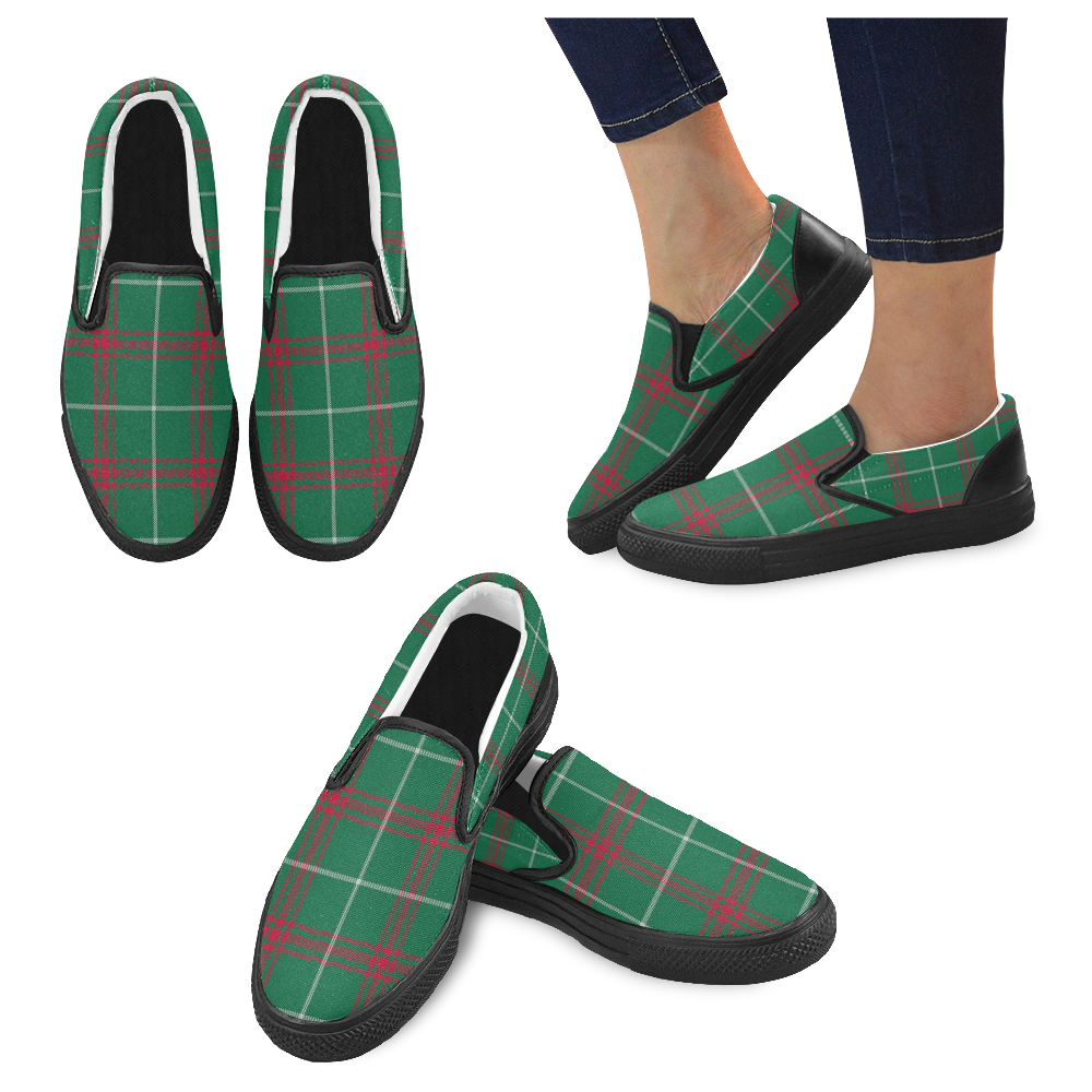 Welsh National Tartan Women's Slip-on Canvas Shoes (Model 019)