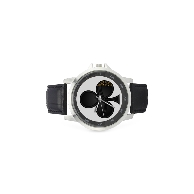 Club Las Vegas Symbol Playing Card Shape Unisex Stainless Steel Leather Strap Watch(Model 202)