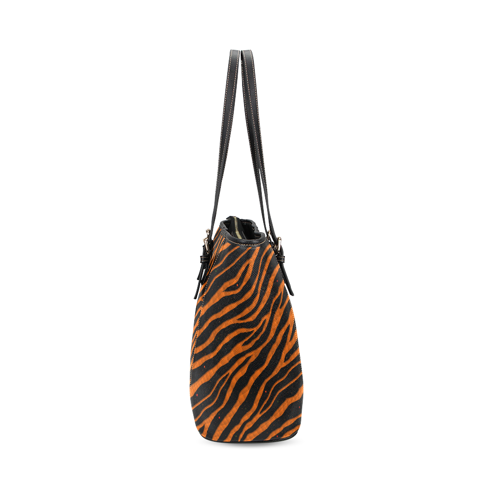 Ripped SpaceTime Stripes - Orange Leather Tote Bag/Large (Model 1640)