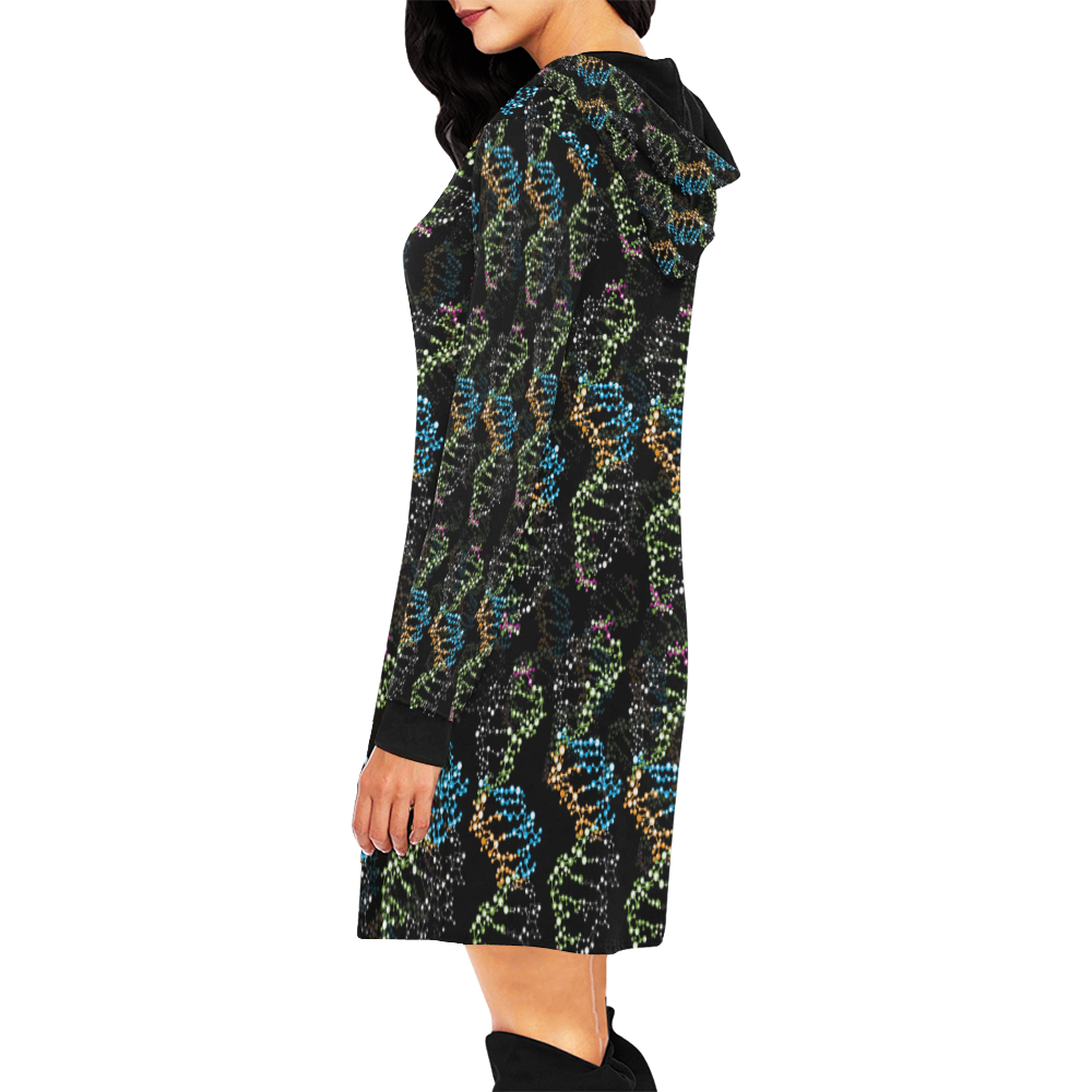 DNA pattern - Biology - Scientist All Over Print Hoodie Mini Dress (Model H27)