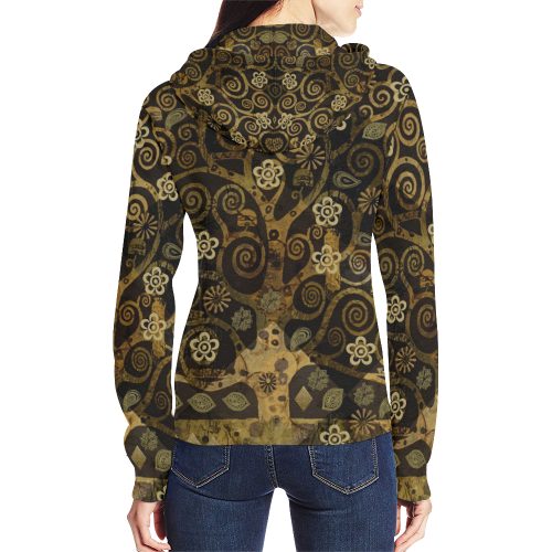 Klimt Tree All Over Print Full Zip Hoodie for Women (Model H14)
