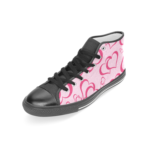 Pinky Blush Hearts Women's Classic High Top Canvas Shoes (Model 017)