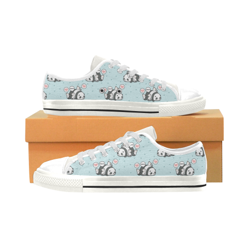 Cute Kawaii Shoes, Panda and Cat Low Top Canvas Shoes for Kid (Model 018)