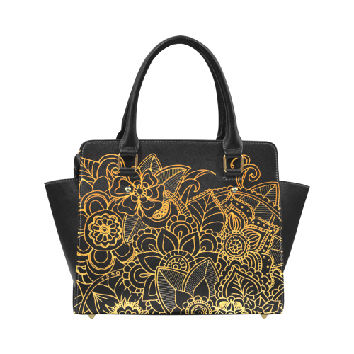 Floral Doodle Gold G523 Classic Shoulder Handbag (Model 1653)