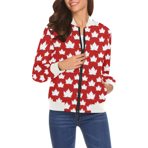 Cute Canada Bomber Jackets All Over Print Bomber Jacket for Women (Model H19)