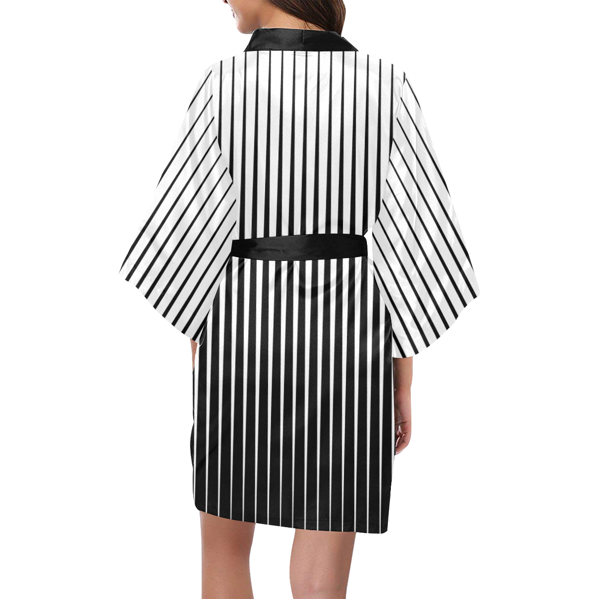 Tapered Black Stripes Kimono Robe