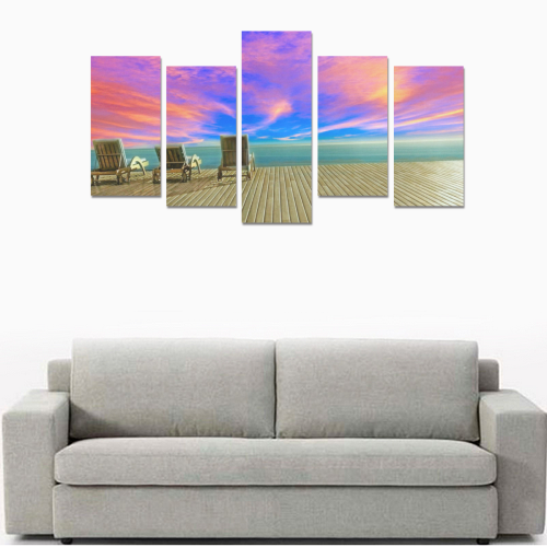 Deckchair sunset canvas Canvas Print Sets E (No Frame)