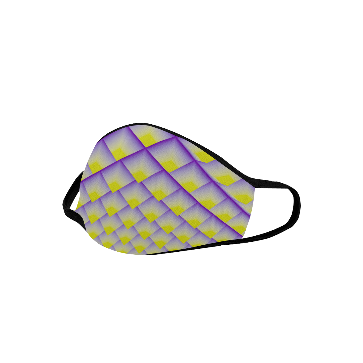 Yellow and Purple 3D Pyramids Face Mask Mouth Mask in One Piece (Model M02)