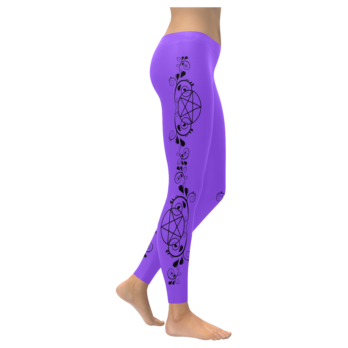 Light Purple Pentacle Cheeky Witch Wiccan Pagan Women's Low Rise Leggings (Invisible Stitch) (Model L05)