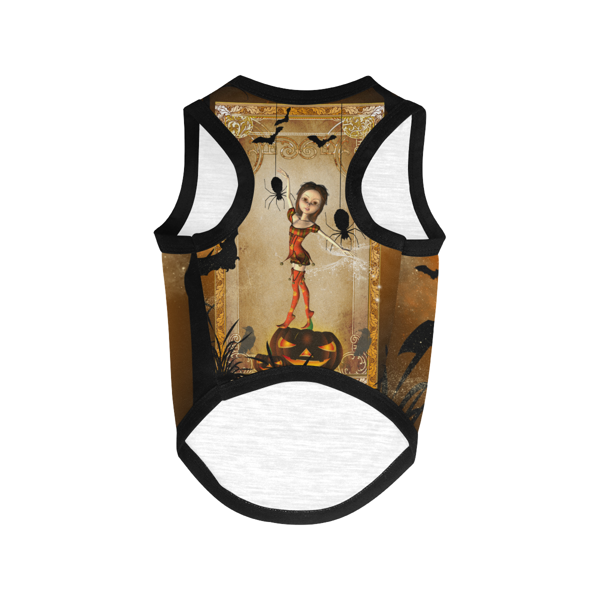 Halloween, cute girl with spiders and pumpkin All Over Print Pet Tank Top