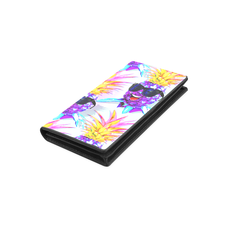Pineapple Ultraviolet Happy Dude with Sunglasses Women's Leather Wallet (Model 1611)