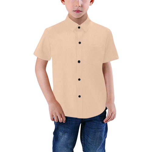 color apricot Boys' All Over Print Short Sleeve Shirt (Model T59)