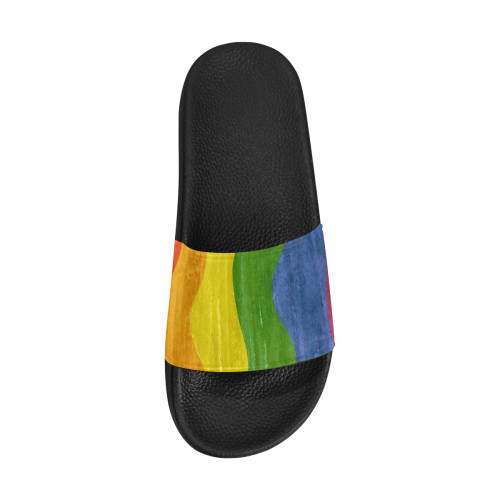 Gay Pride - Rainbow Flag Waves Stripes 3 Women's Slide Sandals (Model 057)