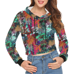 Graffiti Wall and Paint Splatter All Over Print Crop Hoodie for Women (Model H22)