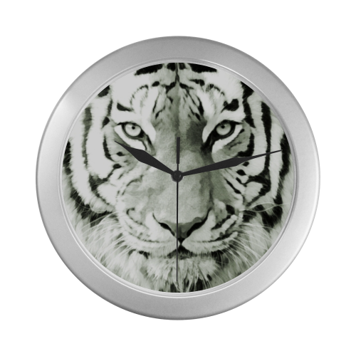 Eye of The Tiger. Silver Color Wall Clock