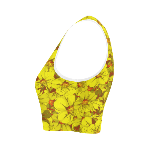 Yellow flower pattern Women's Crop Top (Model T42)