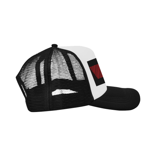 NUMBERS Collection 1234567 Cherry Red/Black Flag Trucker Hat