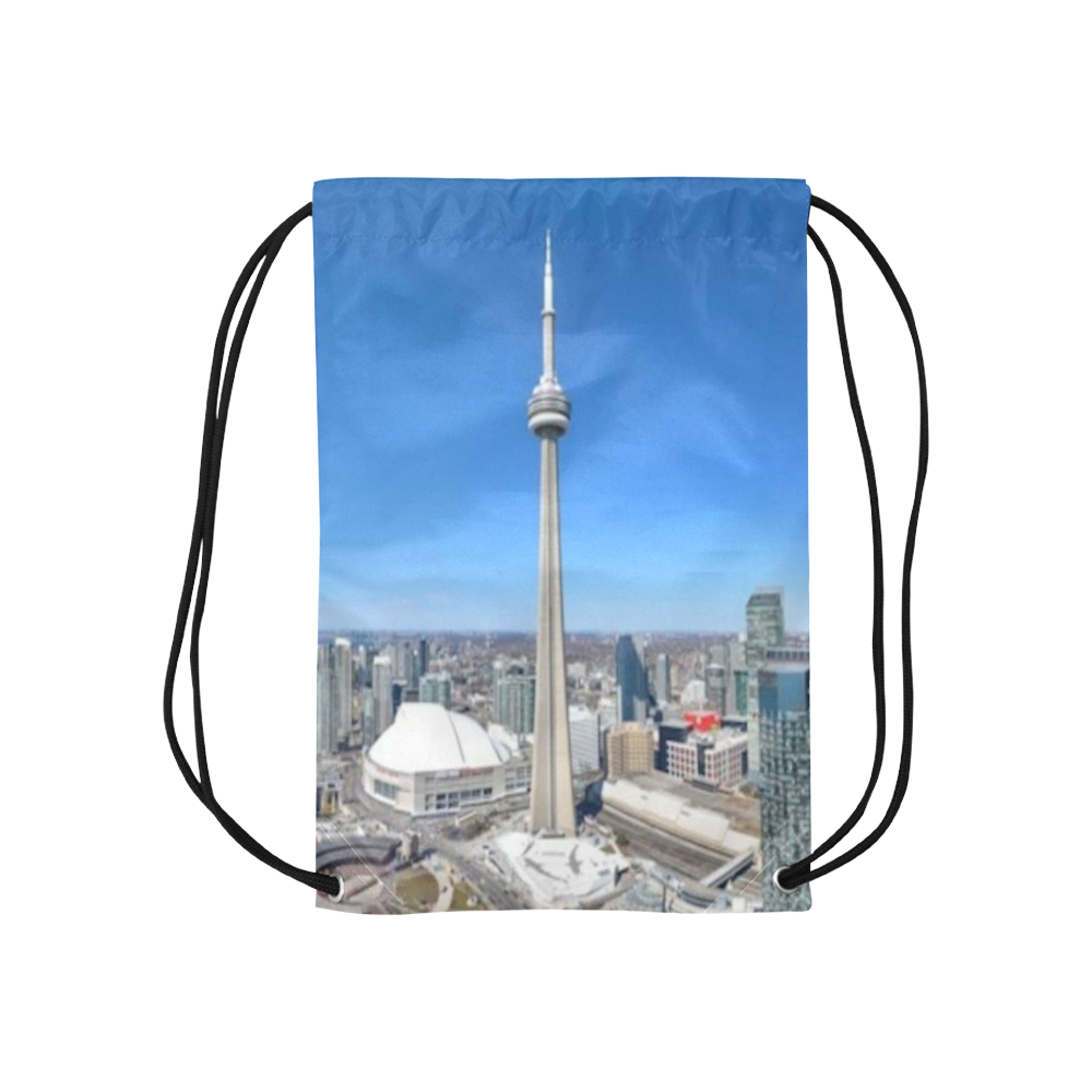 CN Tower Toronto Small Drawstring Bag Model 1604 (Twin Sides) 11"(W) * 17.7"(H)