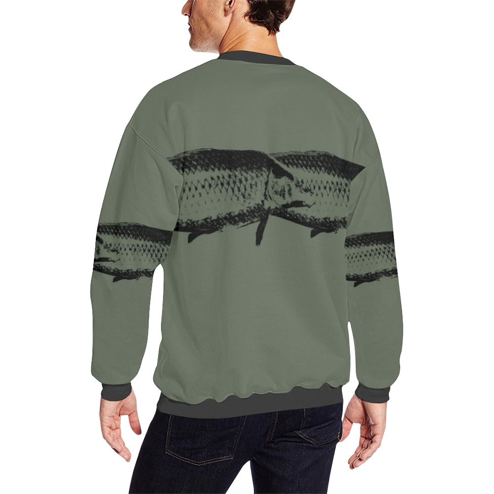 carp fish Men's Oversized Fleece Crew Sweatshirt/Large Size(Model H18)