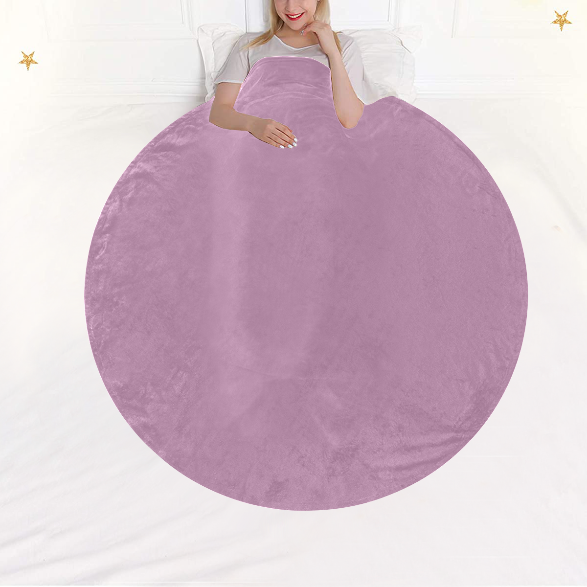 color mauve Circular Ultra-Soft Micro Fleece Blanket 60"