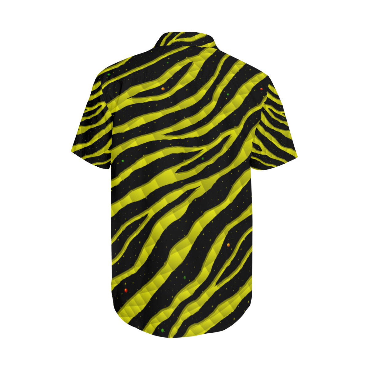 Ripped SpaceTime Stripes - Yellow Men's Short Sleeve Shirt with Lapel Collar (Model T54)