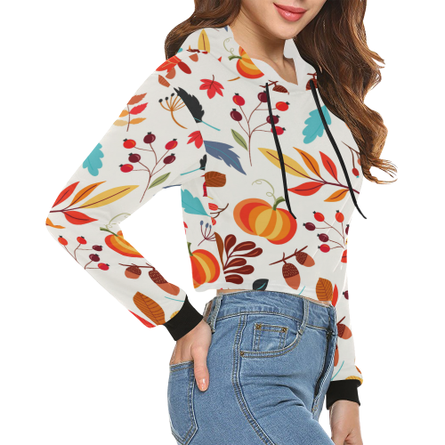 Autumn Mix All Over Print Crop Hoodie for Women (Model H22)