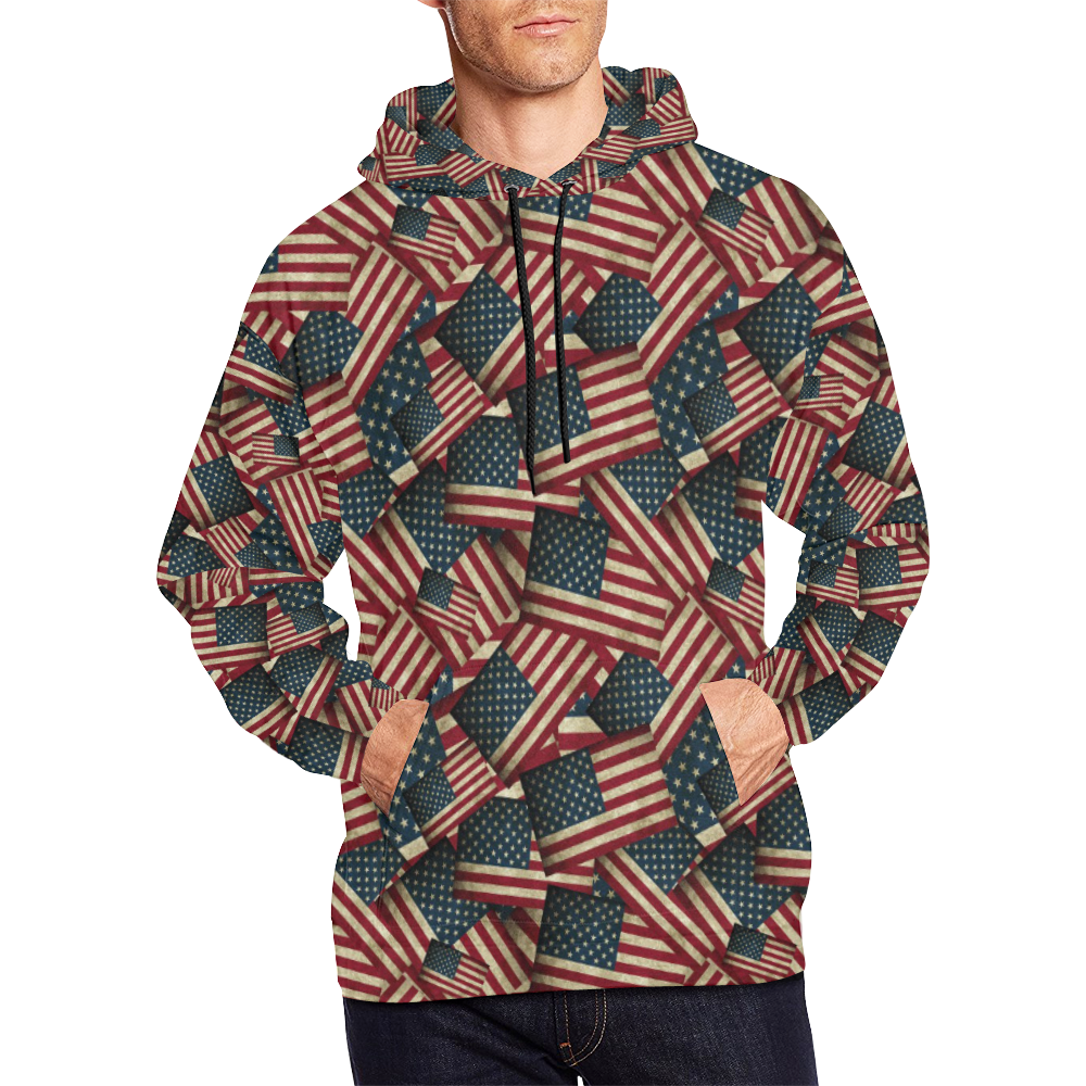 Patriotic USA American Flag Art All Over Print Hoodie for Men (USA Size) (Model H13)