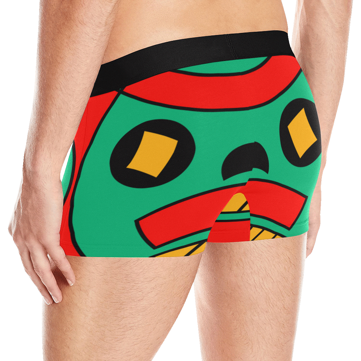 African Scary Tribal Men's Boxer Briefs with Merged Design (Model  L10)