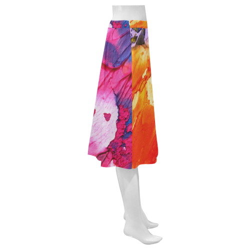 Red purple paint Mnemosyne Women's Crepe Skirt (Model D16)