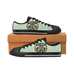 Cute little owl, diamonds Men's Classic Canvas Shoes/Large Size (Model 018)