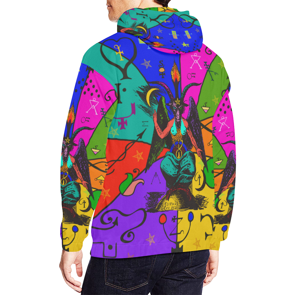Awesome Baphomet Popart All Over Print Hoodie for Men/Large Size (USA Size) (Model H13)