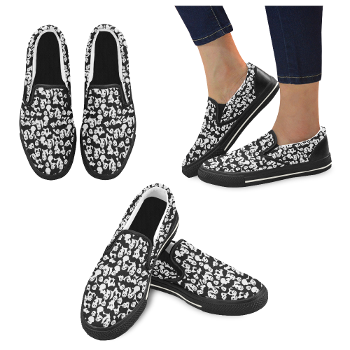 Panda Pattern Women's Unusual Slip-on Canvas Shoes (Model 019)