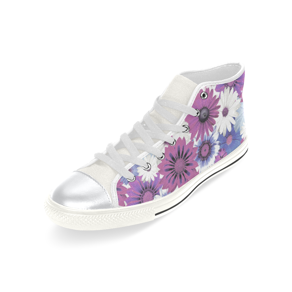 Spring Time Flowers 5 High Top Canvas Women's Shoes/Large Size (Model 017)