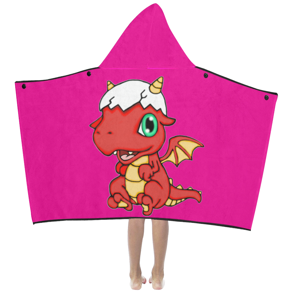 Baby Red Dragon Pink Kids' Hooded Bath Towels
