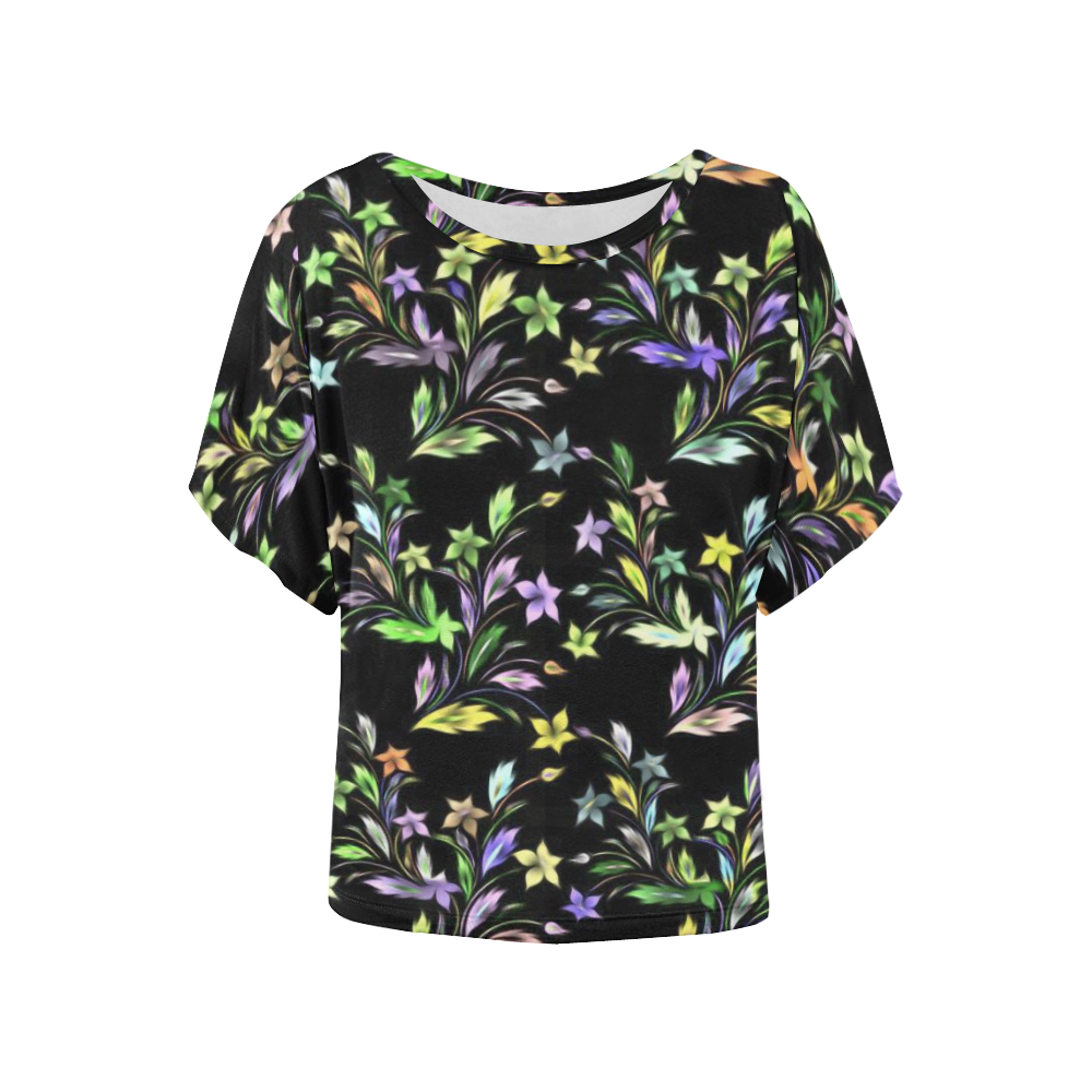 Vivid floral pattern 4182C by FeelGood Women's Batwing-Sleeved Blouse T shirt (Model T44)