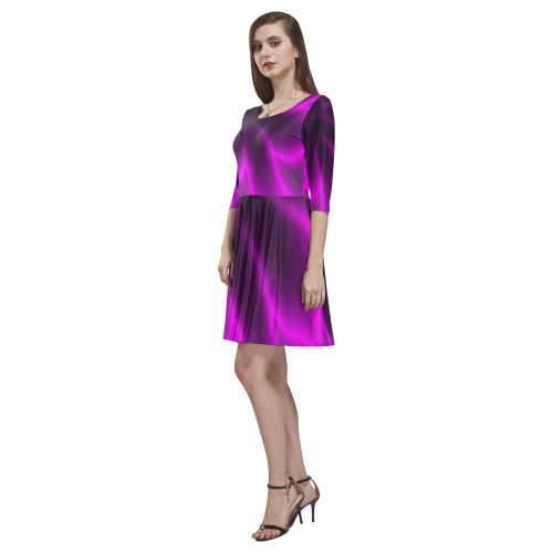 Purple Blossom Tethys Half-Sleeve Skater Dress(Model D20)