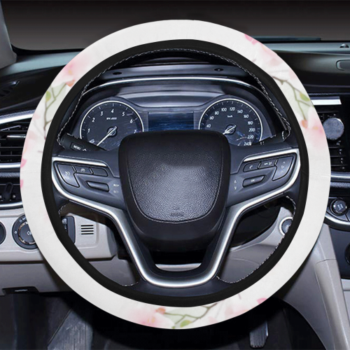 Pattern Orchidées Steering Wheel Cover with Elastic Edge