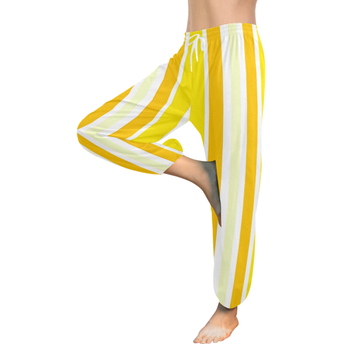 Sunshine Yellow Stripes Women's All Over Print Harem Pants (Model L18)