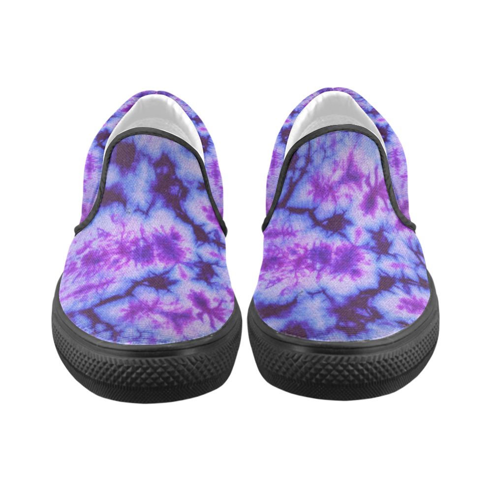 tie dye blue and purple Slip-on Canvas Shoes for Men/Large Size (Model 019)