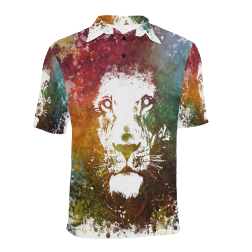 lion jbjart #lion Men's All Over Print Polo Shirt (Model T55)