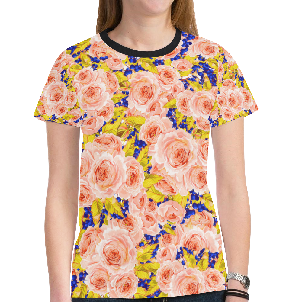 Rose Flower New All Over Print T-shirt for Women (Model T45)