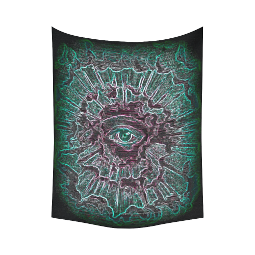 Illuminati Third Eye Source Awakening Journey Blacklight Magick Cotton Linen Wall Tapestry 60"x 80"