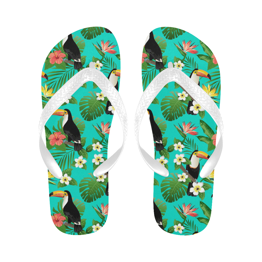 Tropical Summer Toucan Pattern Flip Flops for Men/Women (Model 040)