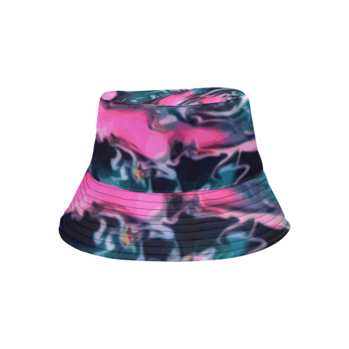 Delightful - turquoise pink white abstract swirls personalize diy All Over Print Bucket Hat