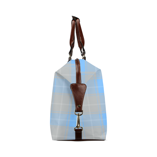 Light Blue Plaid Classic Travel Bag (Model 1643) Remake