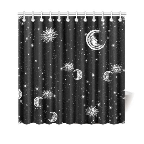 Mystic Stars, Moon and Sun Shower Curtain 69"x70"