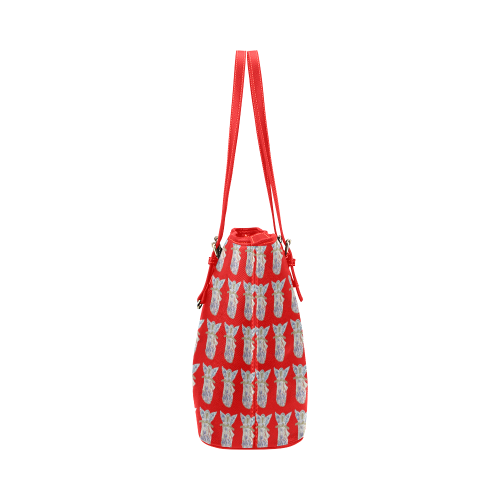 Red Christmas Angel Bag Leather Tote Bag/Small (Model 1651)