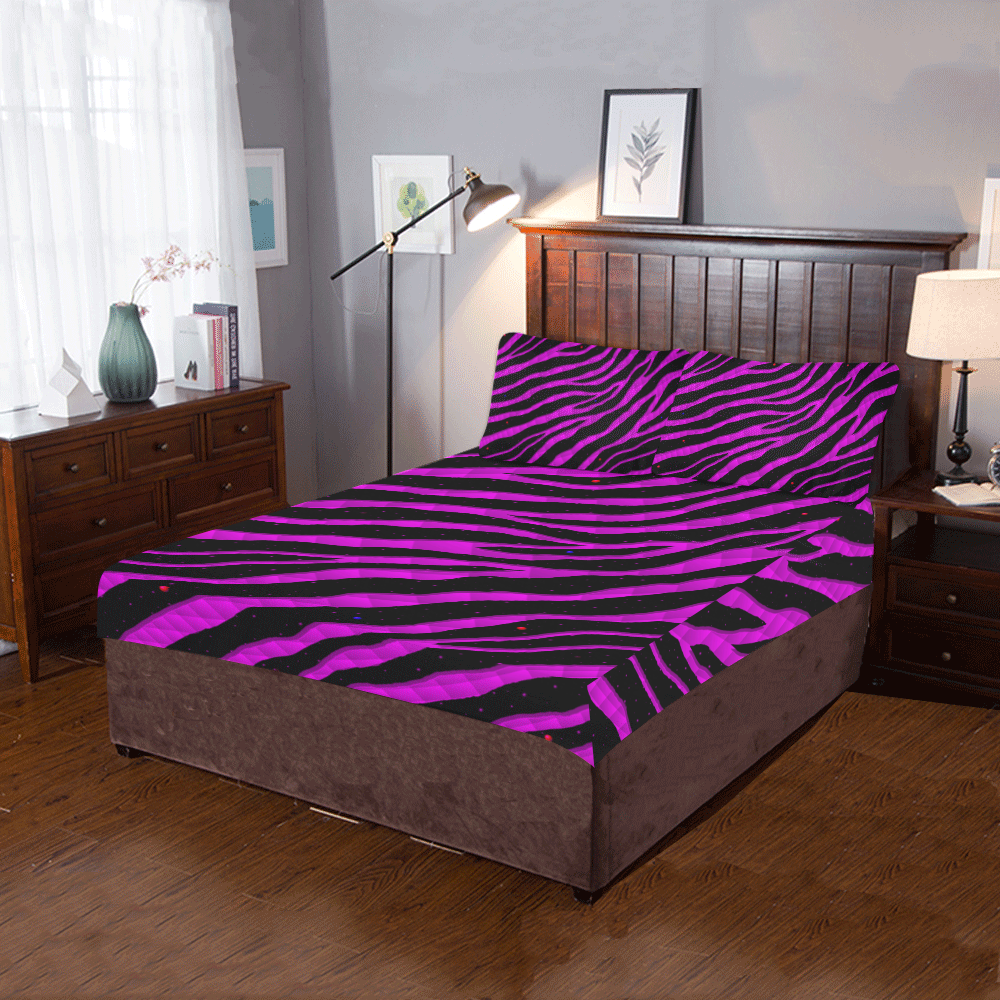 Ripped SpaceTime Stripes - Pink 3-Piece Bedding Set