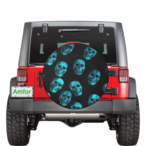 skulls blue by JamColors 34 Inch Spare Tire Cover