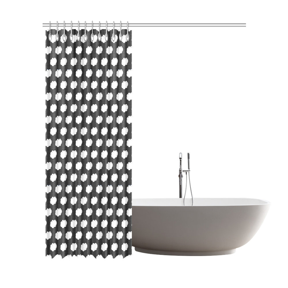 Clouds and Polka Dots on Black Shower Curtain 72"x84"
